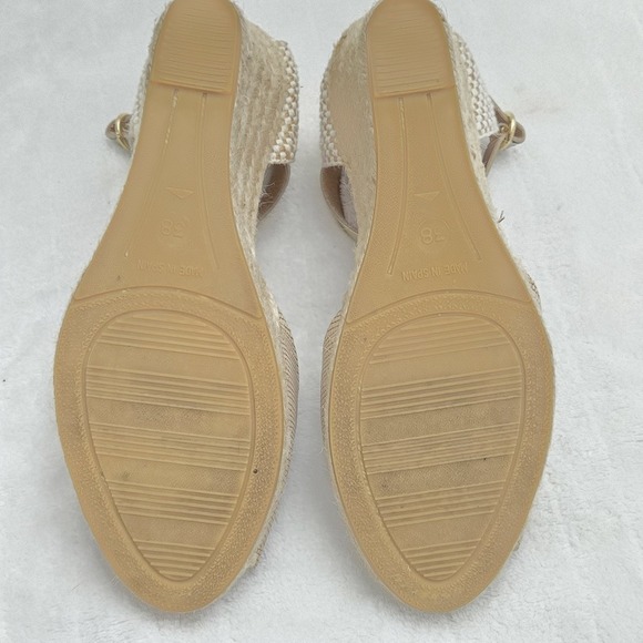 Kanna‎ Espadrille Wedge Sandals Peep Toe Ankle Strap Gold Size 38 - Picture 10 of 10